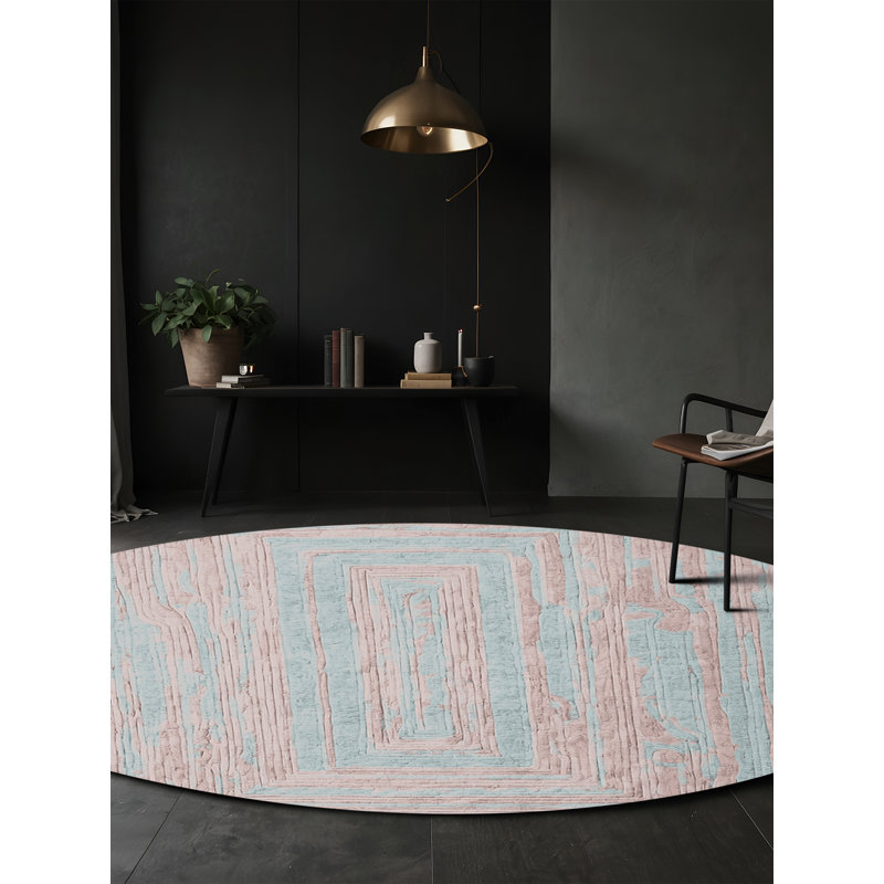 Machine Washable Gray Area Rug, Round 4'