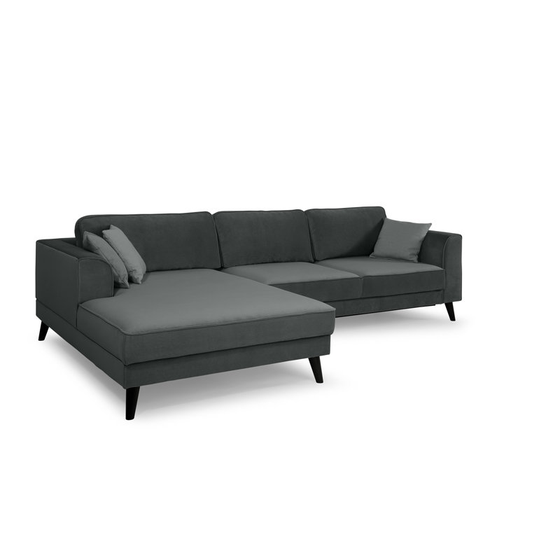 Knizair 4 Seater Sofa Bed, Anthracite, Wenge, Left Hand Facing