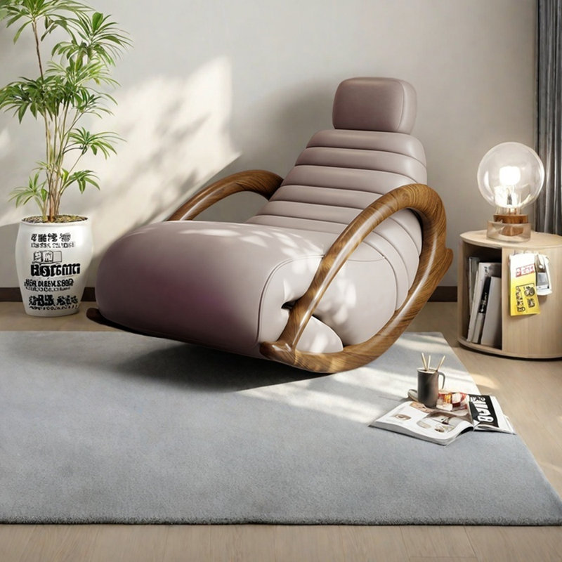 Chaise berçante ergonomique en similicuir, Beige
