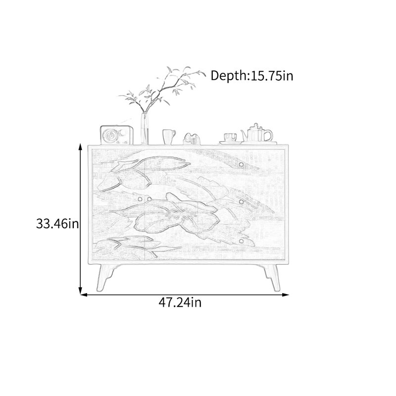 Buffet avec cadre en noyer et espace de rangement