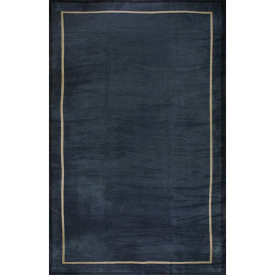 Sophisticated Solid Open Blue Field Antique Peking Modernist Rug from China