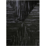 Area Cowhide Geometric Area Rug in Black