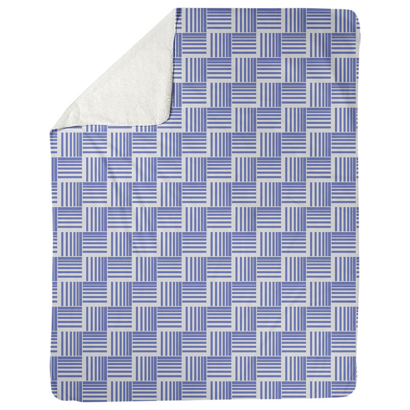 Couverture polaire à rayures classic basketweave, l 30 po x L 40 po, Bleu / blanc