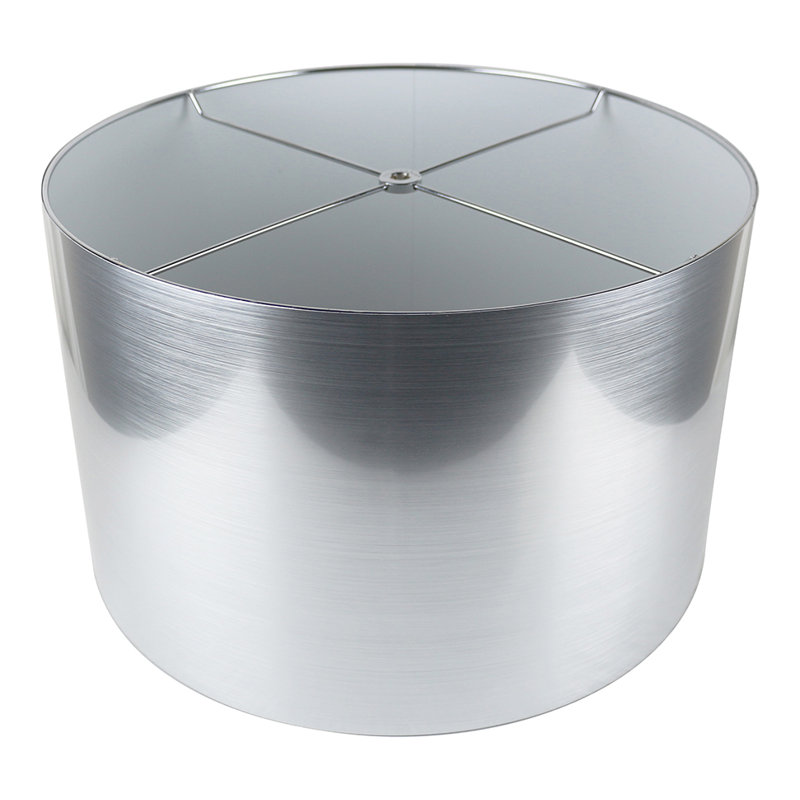 Abat-jour tambour métallique H 10 po Ganya Classic (araignée), H 10 po x l 14 po x P 14 po, Argent