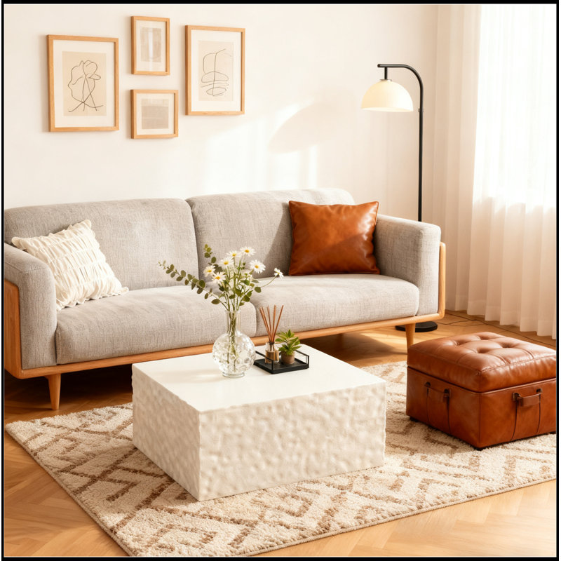 Table basse moderne en forme de nuage avec support durable et surface facile à nettoyer, aucun assemblage requis