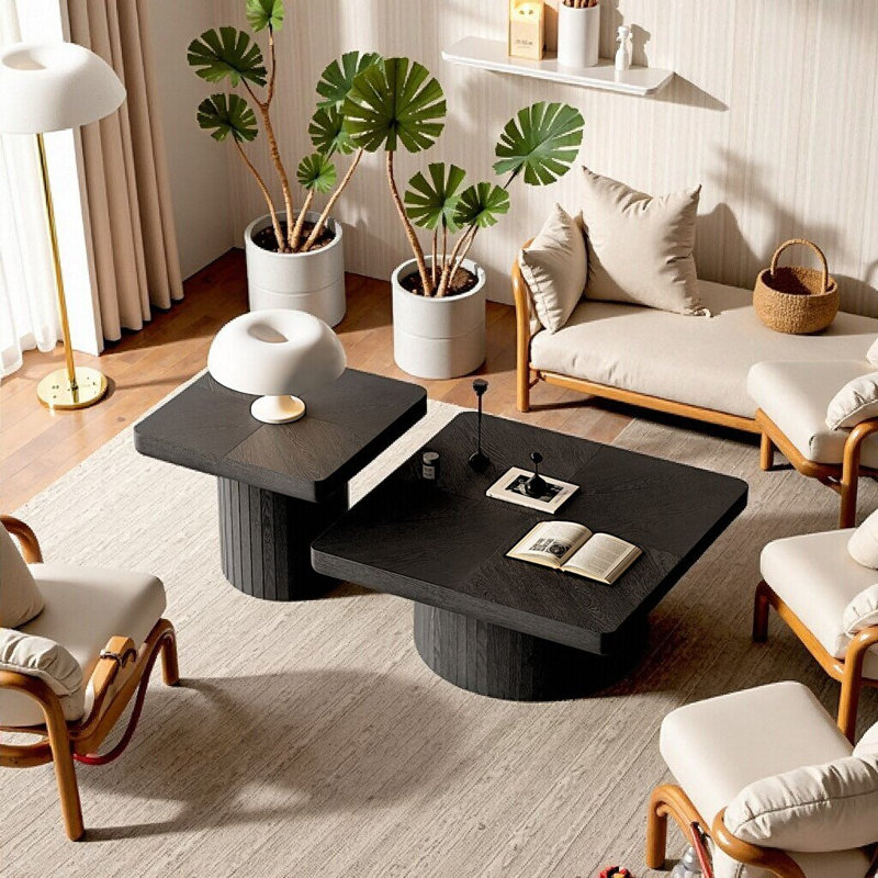 Ensemble de tables basses gigognes 2 pièces Modern, Noir
