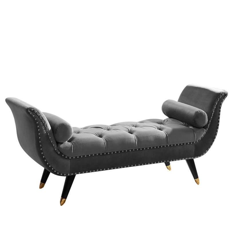 Banc avec accoudoirs en velours Annegreth