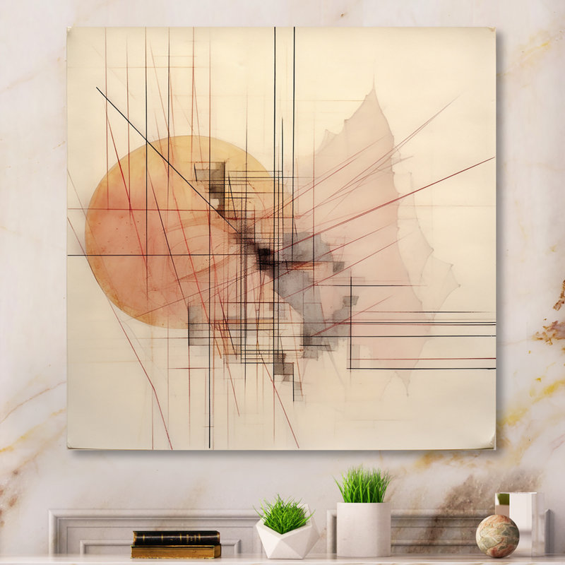 " Minimalist Beige And Orange ", 32" H x 24" W x 1" D, Wrapped Canvas
