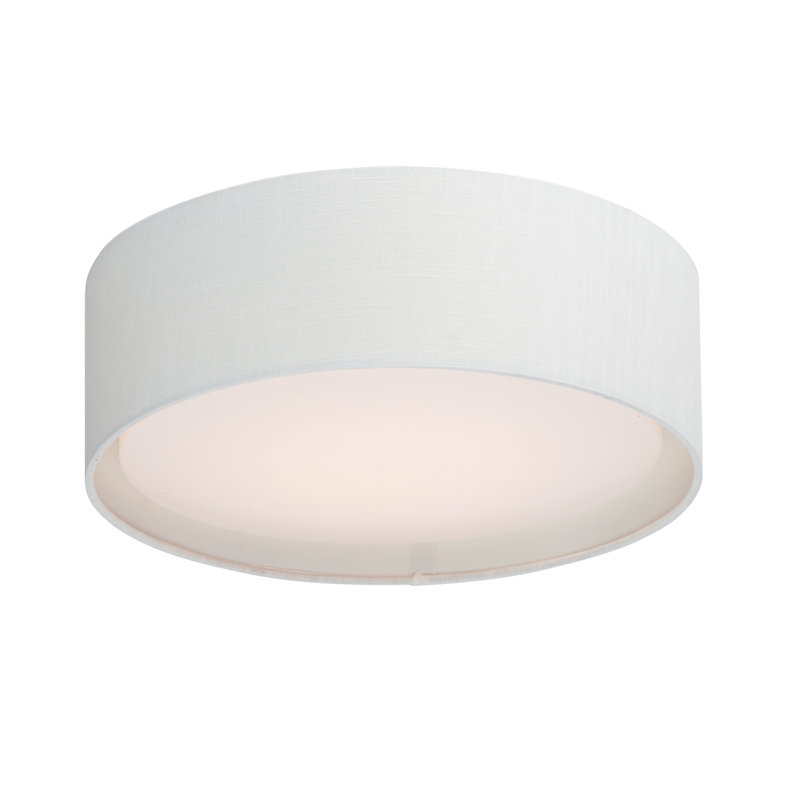 Cathelene Fabric LED Flush Mount, White Linen, 7.88" H x 20" W x 20" D