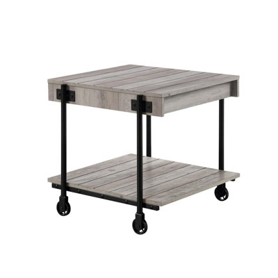 24" W Industrial End Table, Natural Tone