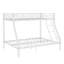 Twin Over Double Metal Bunk Bed Upper Single Lower Double Iron 1-Piece Bunk Bed White - With 360-Degree Guardrails and Ladder