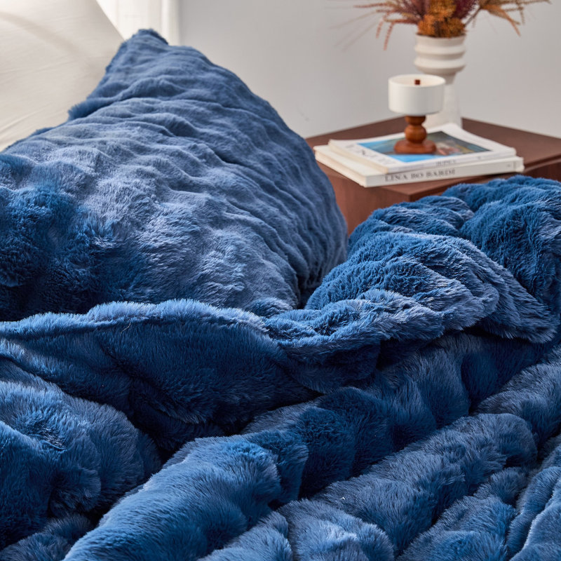 Ensemble d'édredon surdimensionné Chunky Puffy Bunny - Coma, Bleu, Édredon pour grand lit + 2 taies décoratives