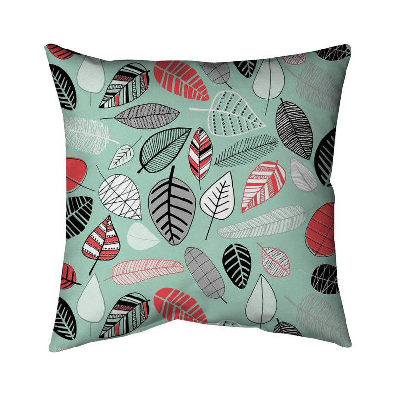 Turquoise leaf patterns - 18"x18" Throw pillow - Poly twill - Print on demand