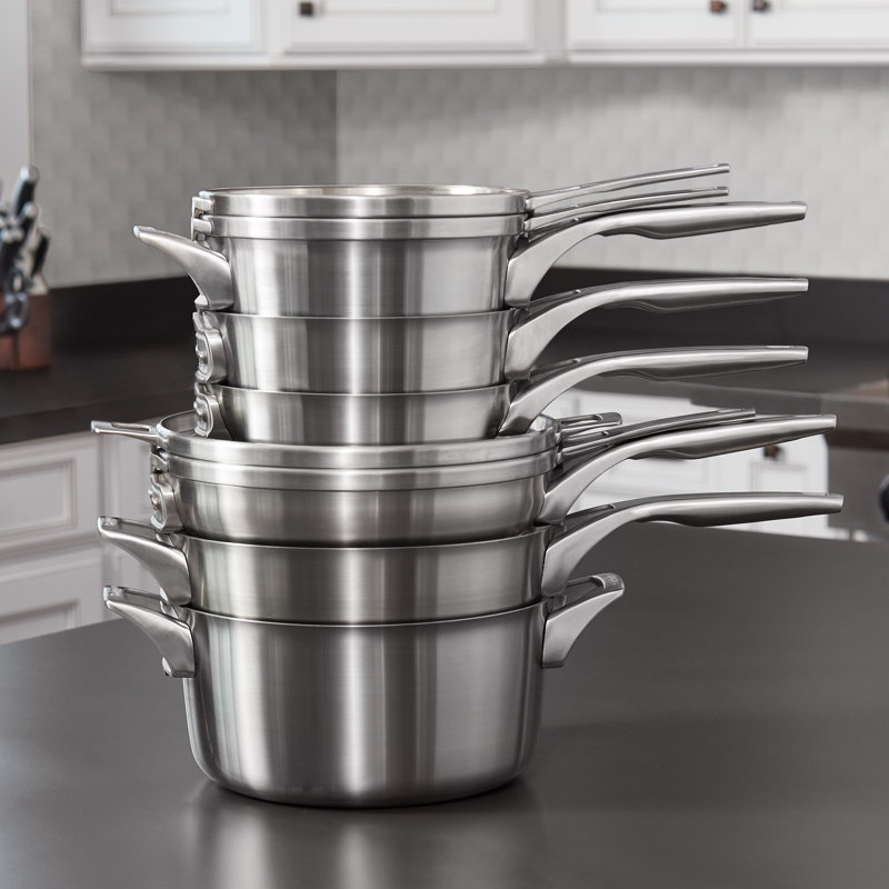 Calphalon Premier Space Saving 10 Piece Stainless Steel Cookware Set