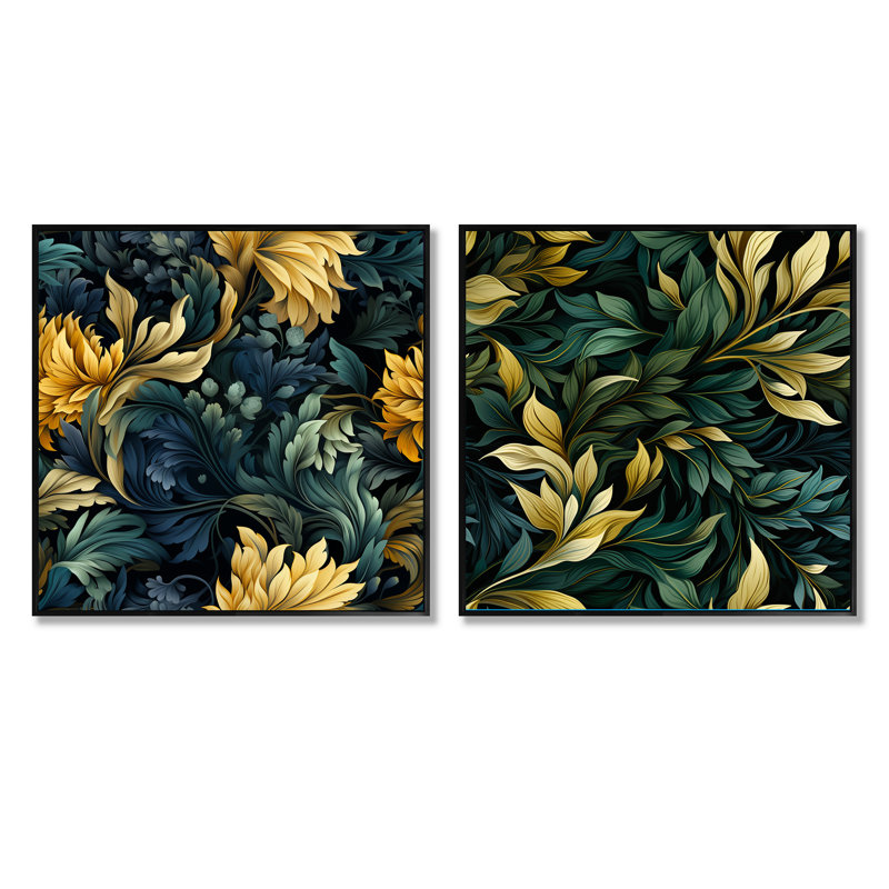 Huntingdon - Ensemble de 2 plantes carrées, Cadre flottant noir, H 16 po x l 33 po