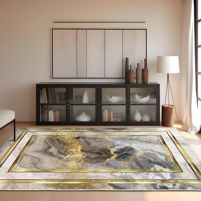 Tapis blanc / gris Aquilar, Rectangle 5 pi 11 po x 9 pi 2 po