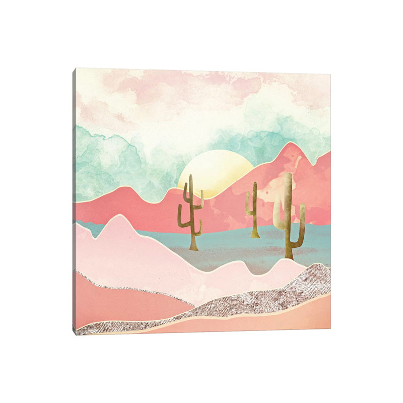 Désert de montagne - impression d'art graphique, H 26 po x l 26 po x P 1,5 po, Pas de tapis, Toile tendue