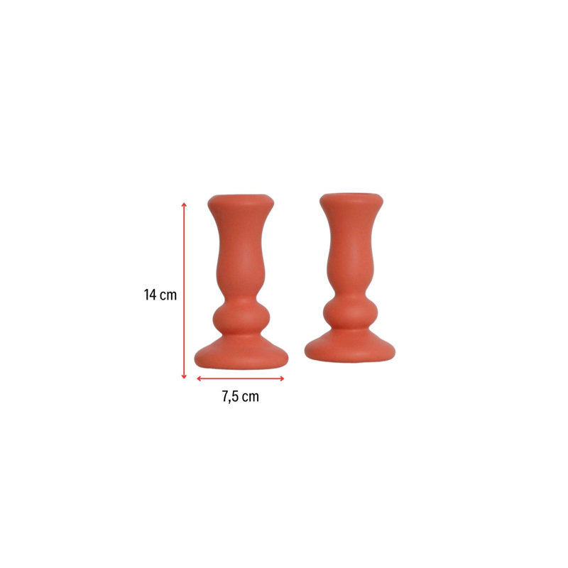 Charming Decorative Object Set (2 Pieces), Vibrant Orange Ceramic, 3.0 x 3.0 x 5.5 Inches | 100% High-Quality Ceramic, Ideal for Home Décor | Perfect Accent for Living Room, Office, or Bedroom