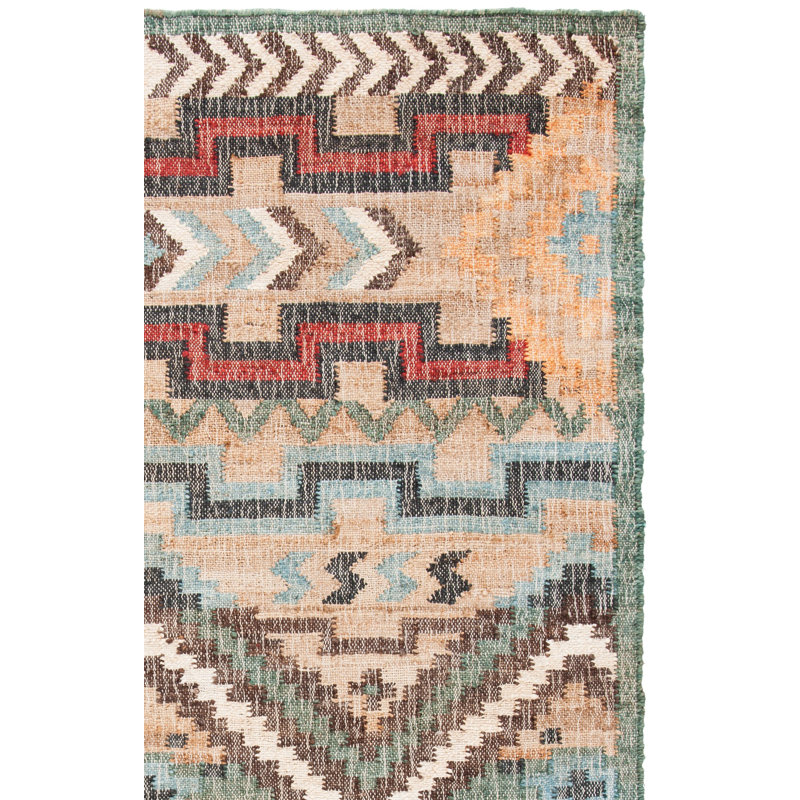 Glynda Southwestern Handmade Flatweave Jute Tan Area Rug, Rectangle 4' x 6'