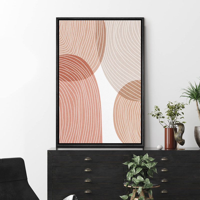 Ligne géométrique «Red Brown Nordic Circle Stripe Collage» sur, Noir, H 36 po x l 24 po