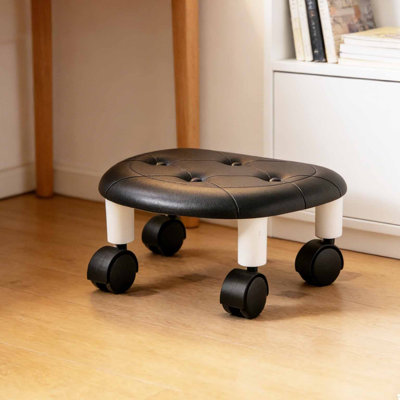 Tabouret d'appoint en plastique, chaise basse avec roulette pivotante à 360 °