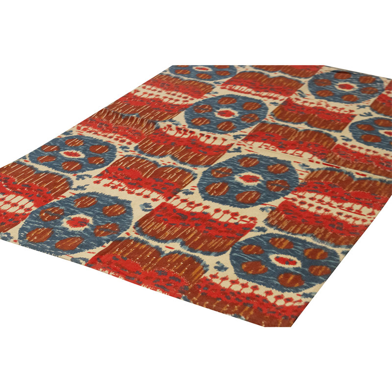 Flatweave Wool Ikat Area Rug in Multi