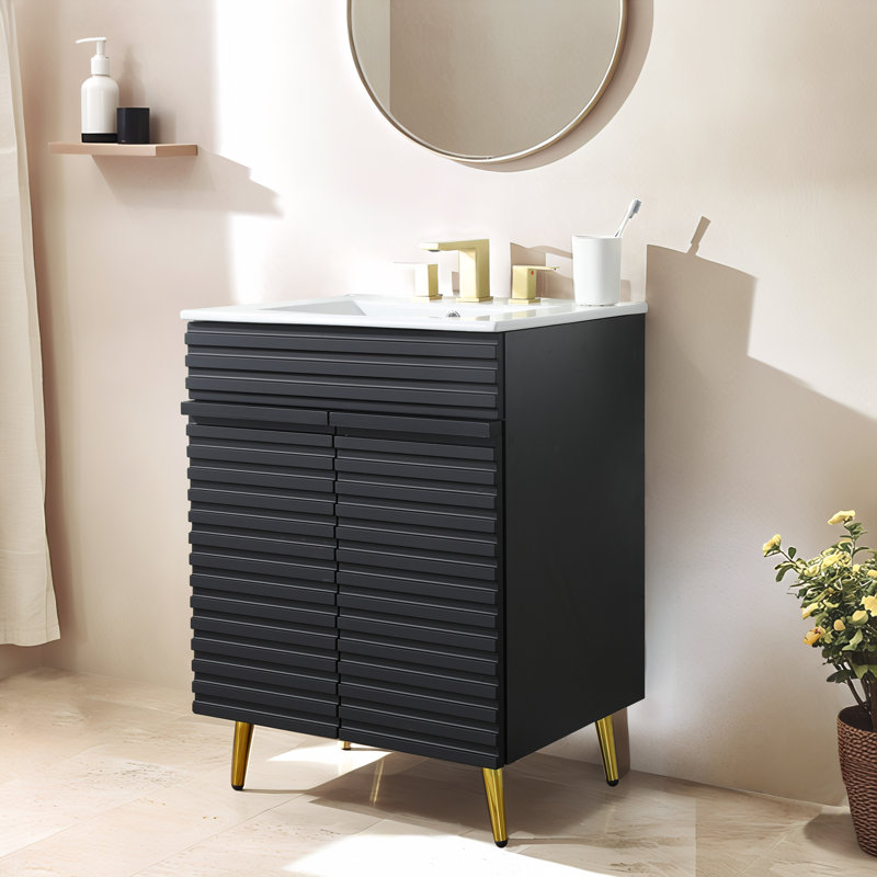 Ensemble de meuble-lavabo simple 24 po noir moderne