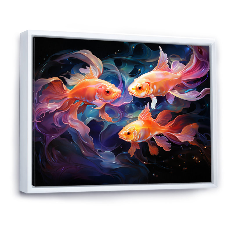" Fishing Ethereal Eels ", White Floater Framed, 12" H x 20" W x 1" D