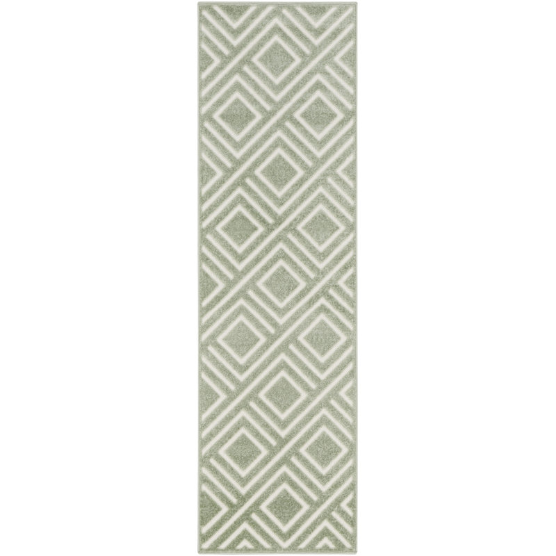 Ebern Designs Garp Green Modern Indoor Rug, Runner 2' x 6'
