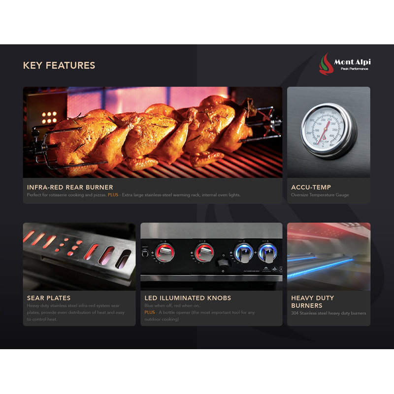 Îlot de cuisine modulaire en acier inoxydable de luxe avec réfrigérateur 107 po x l 32 po x 4 po + brûleur latéral + comptoirs en granite + armoires et tiroirs de rangement + couvercle + convertible au gaz naturel + Garantie à vie