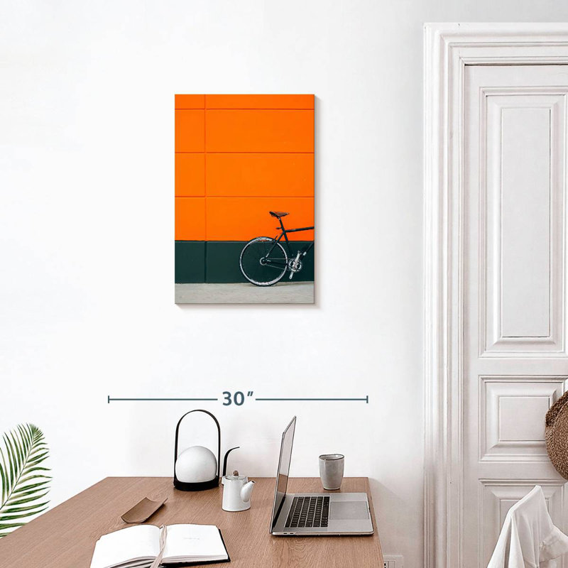 Mehar Bicycle On Orange, 24" H x 16" W