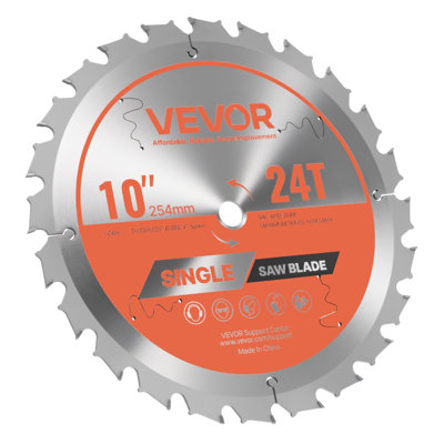 Circular Saw Blade, 10 inch Diameter, 24 Sharp Alloy Teeth, 5/8 inch Arbor, Fine Finish, Wood Cutting Blade for Circular Saw, with Noise-Reducing Heat Vents, for Cutting Plywood, OSB, Hardwood