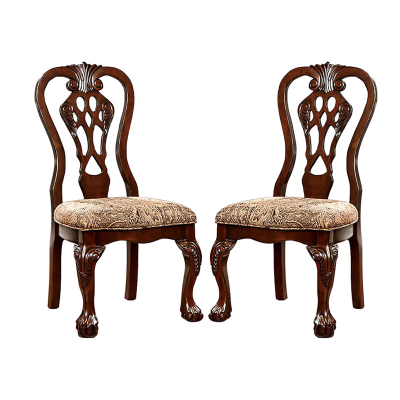 Chaise d'appoint rembourrée en cerisier brun / beige Akitomo
