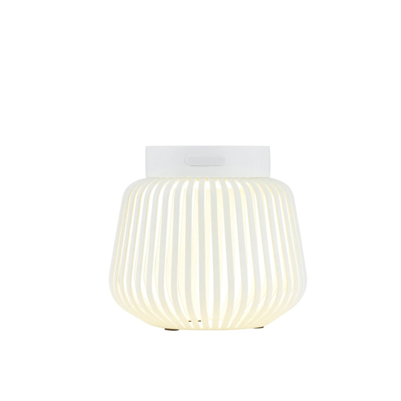 Steel Lamp, White, 12cm H x 13.5cm W x 13.5cm D