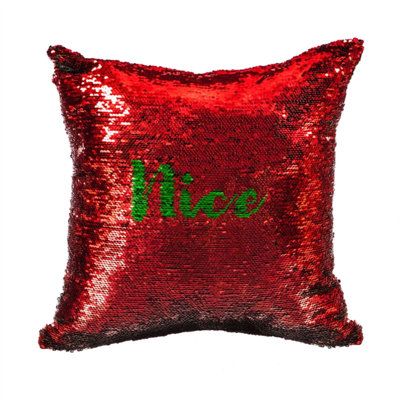 Sequined Cotton Blend Reversible Throw Pillow
