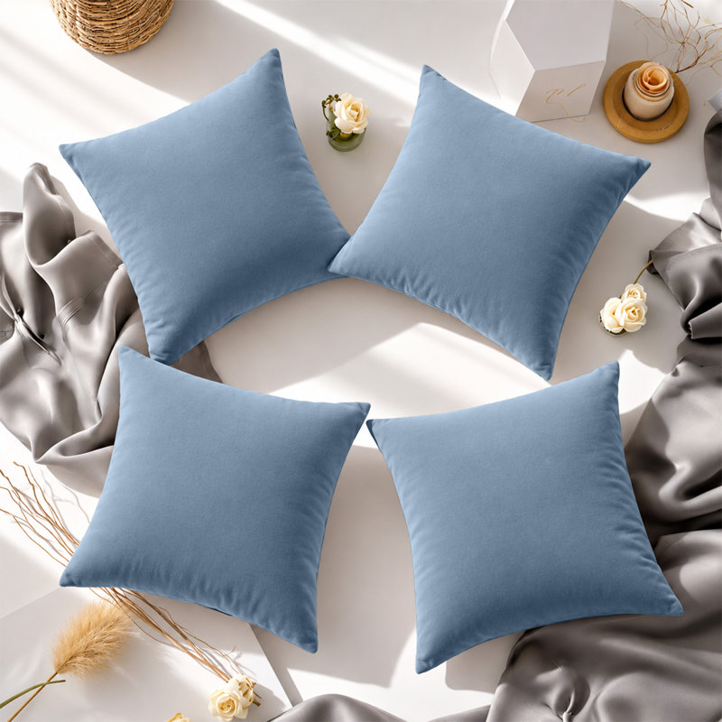 Soft Premium Microfiber Dyed Cushion Cover, WASHED BLUE