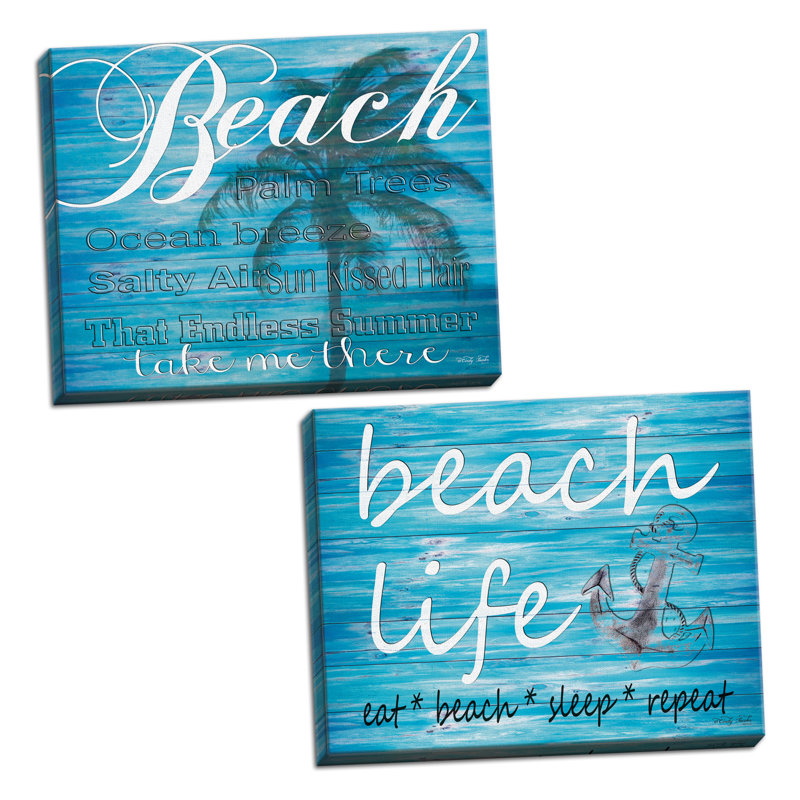 Art mural encadré 2 pièces pour la maison Beach, par Cindy Jacobs, H 12 po x l 16 po x P 0,75 po, Cadre noir