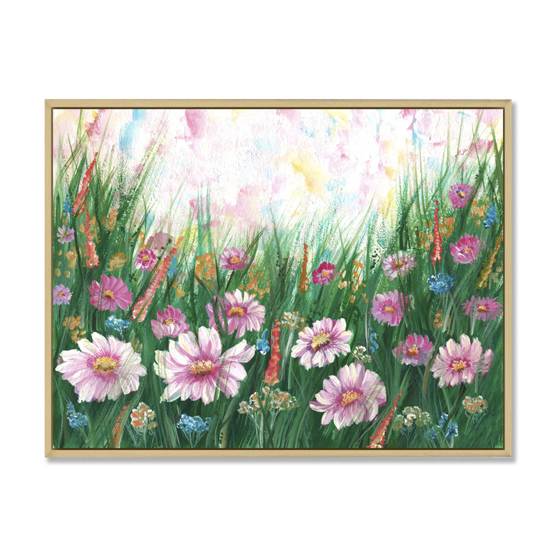 «Blooming Flower Field», reproduction sur toile, H 12 po x l 20 po x P 1 po, Cadre naturel flottant
