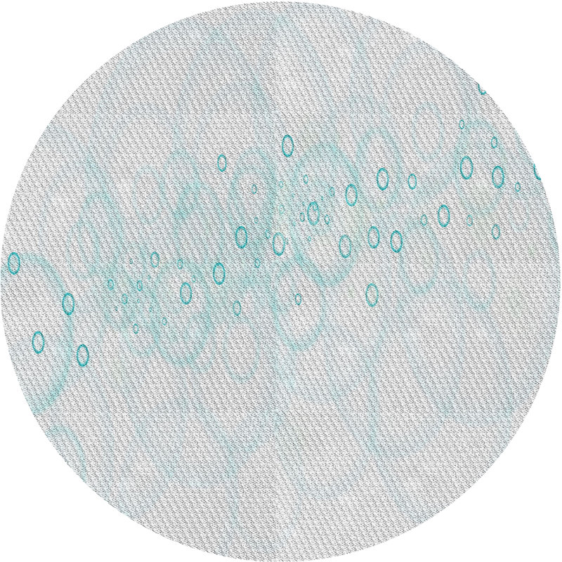 Tapis gris/bleu à motifs, Rond 4 pi
