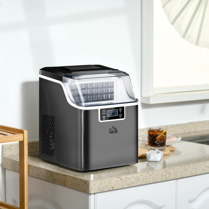 HOMCOM 44 Lb. Daily Production Cube Clear Ice Portable Ice Maker, Black