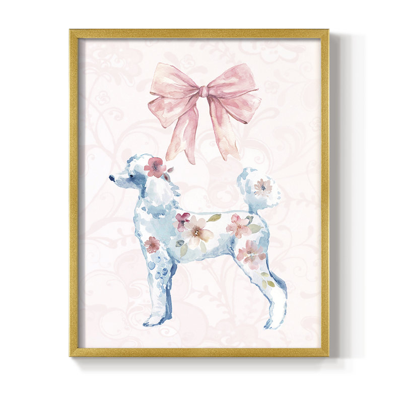 Frilly Lily Framed Print - Solid Wood, 15" H x 12" W, Gold