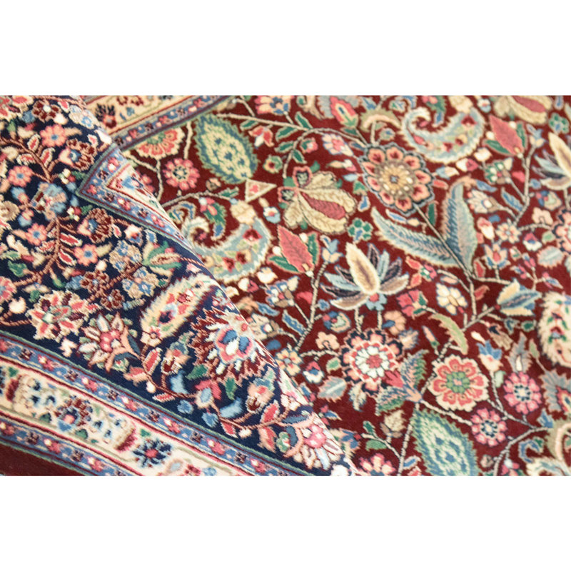 High-Quality Hand-Knotted Wine And Navy Area Rug