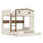 Lit superposé double en bois massif avec lit gigogne et tablettes de rangement-1214667958-1214667957
