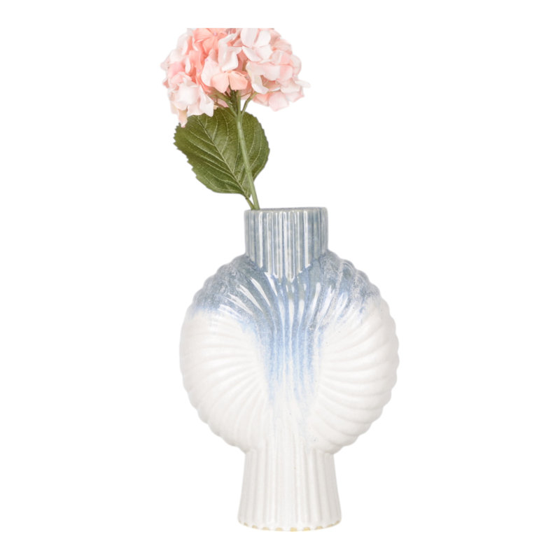 Pottery Earthenware Textured Vase with Tapered Rim and Organic Pattern, 15" H x 11" W x 5" D
