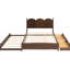 Grand lit avec tiroirs pratiques et lit gigogne simple TG, plateforme attrayante en noyer-296978750