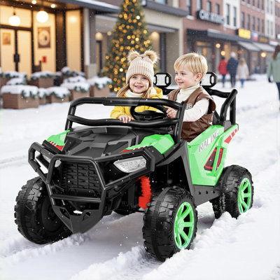 24 Volt Ride On Toys, 2-Seater Ride On Cars With Remote Control, 2X200W Utv With Bluetooth, Mp3, Seat Belts, Volume Adjustment, Suspension