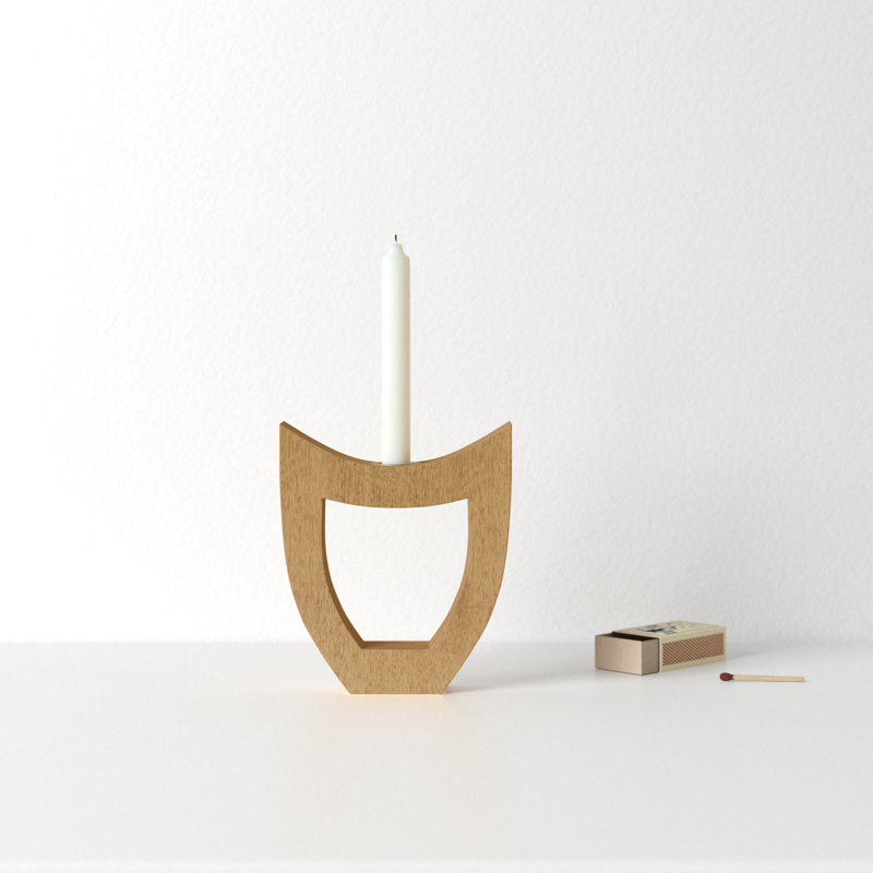 Fauve 7'' H Wood Tabletop Candlestick