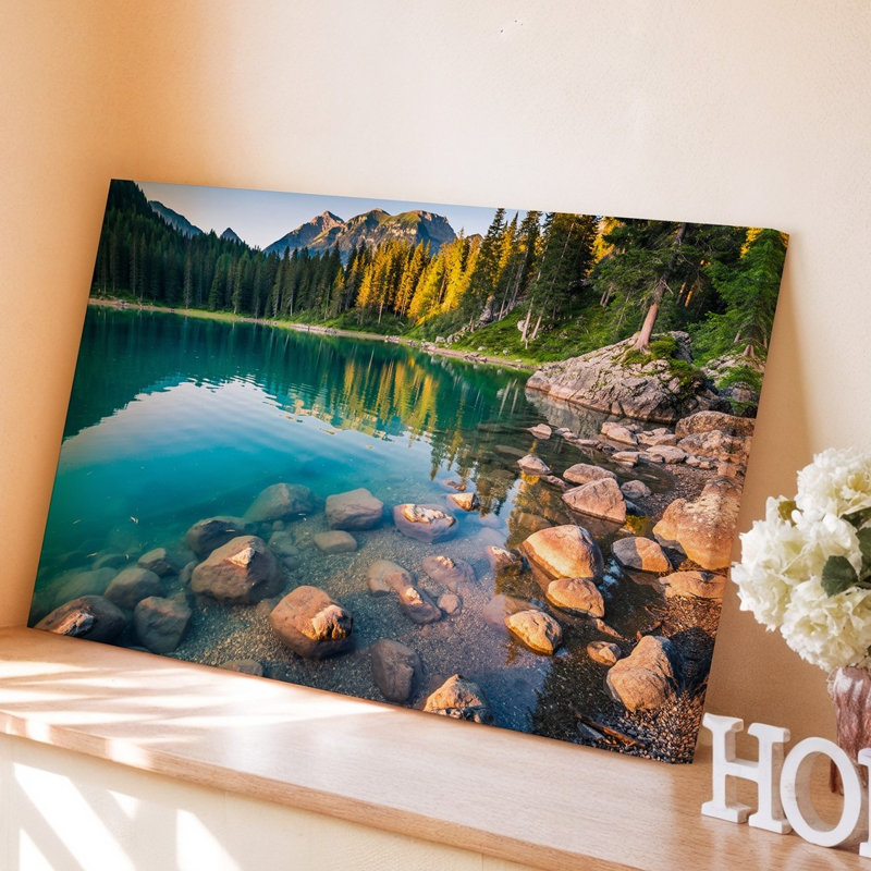 Reproduction d'art sur toile, "Serene Mountain Lake", H 30 po x l 40 po