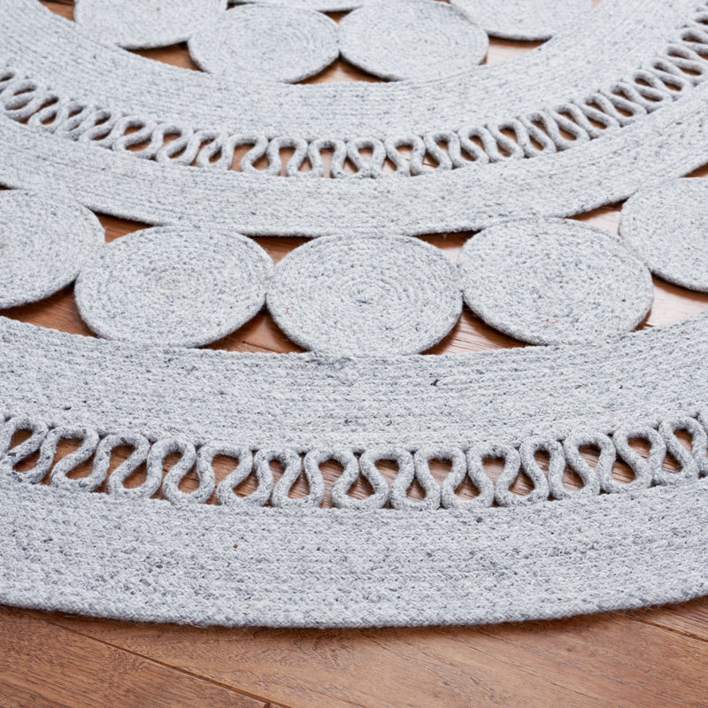 Tapis rond gris tressé à la main Mosher, Rond 3 pi