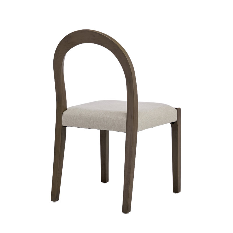 Elena Set of 2 Silver Oak Frame Oatmeal Effect Fabric Dining Chairs, Silver Oak, Oatmeal